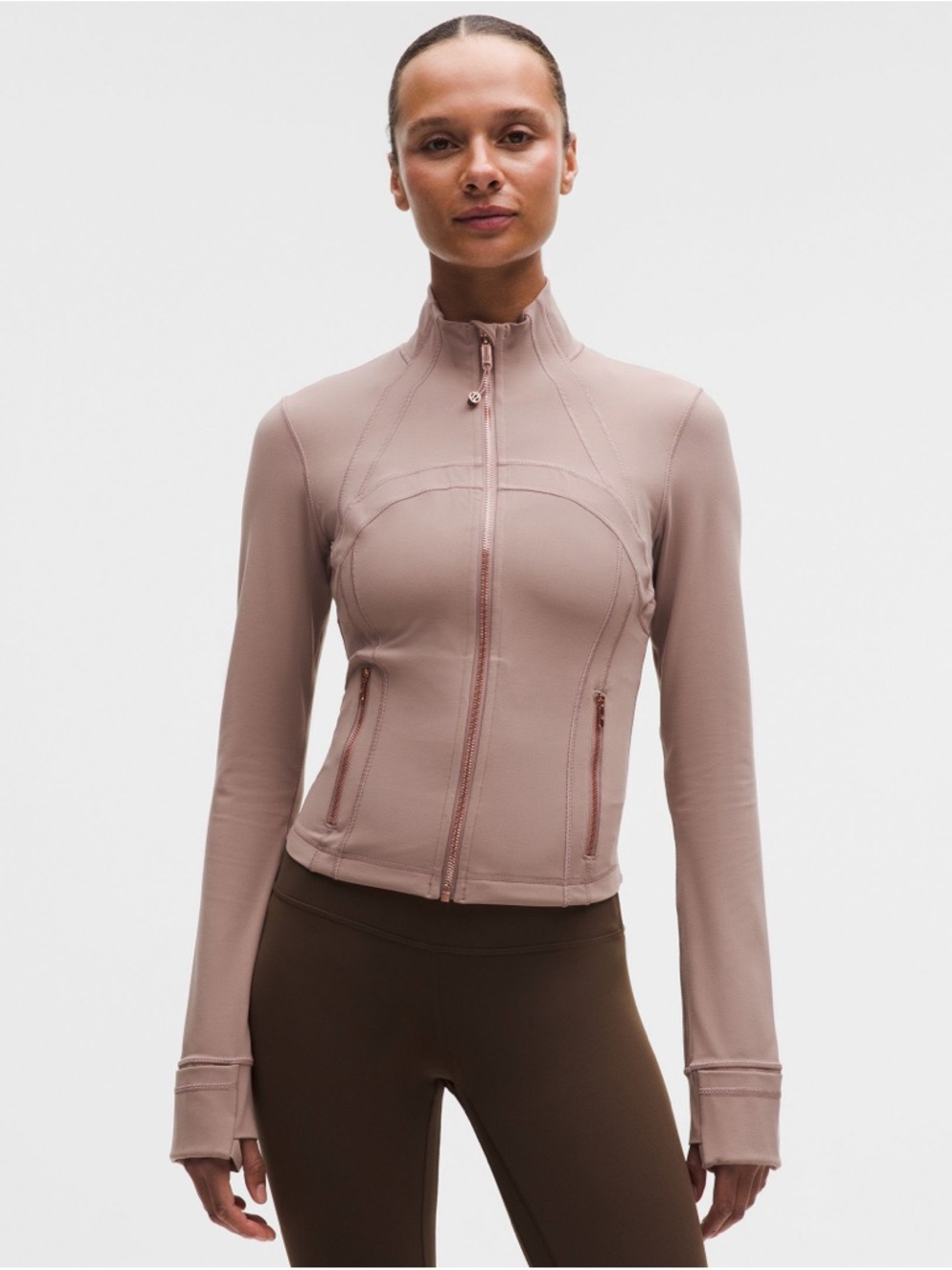 Lululemon define cropped jacket nulu ashen rose gold size 6